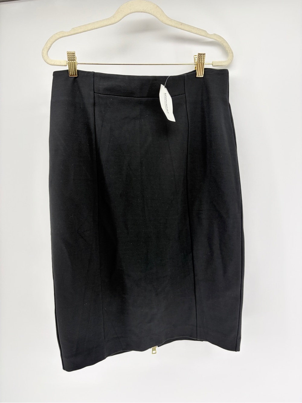 NWT Banana Republic Pencil Skirt Ponte Full Gold Zipper Back Sz 12